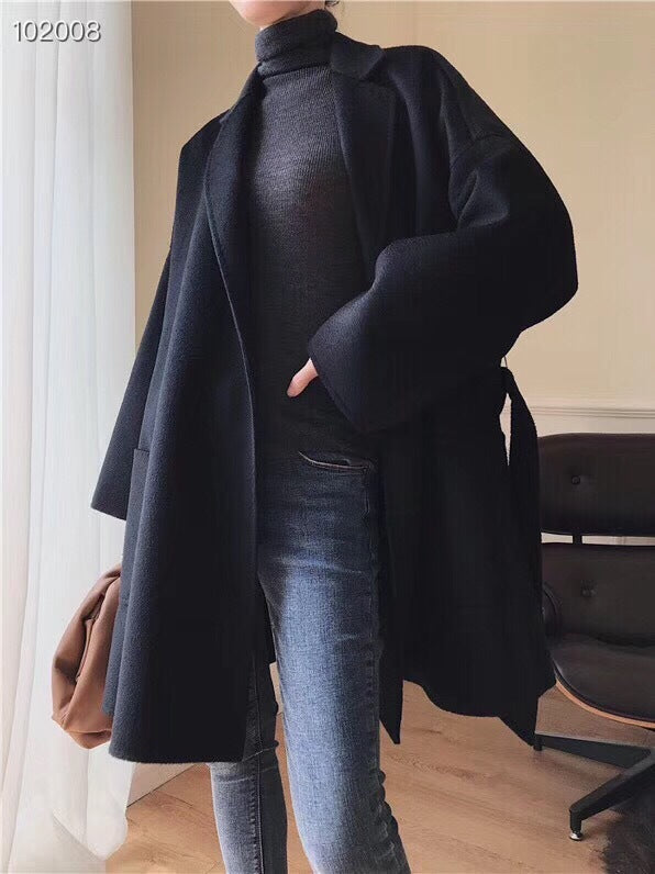 Manteau à double face en laine de longueur moyenne