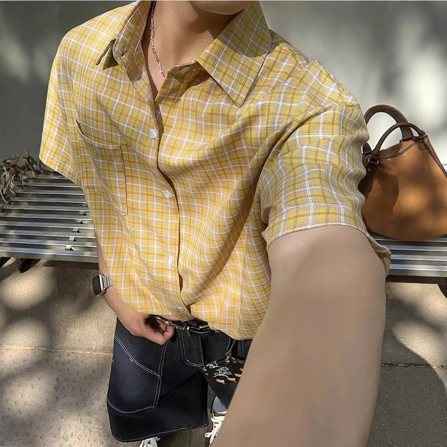 Casual Trendy Ice-silk Chemise Hommes haut de gamme Streetwear Edgy-cool Veste
