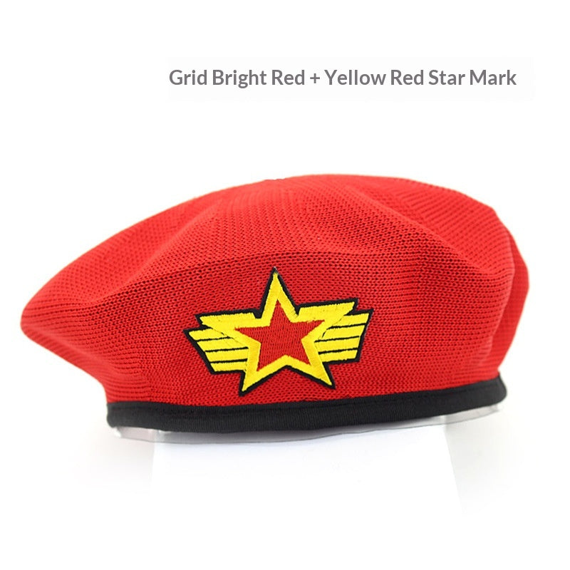 Enfants Star-themed Performance Beret Red Security Uniforme Sailor Dance Cap Equestrian H