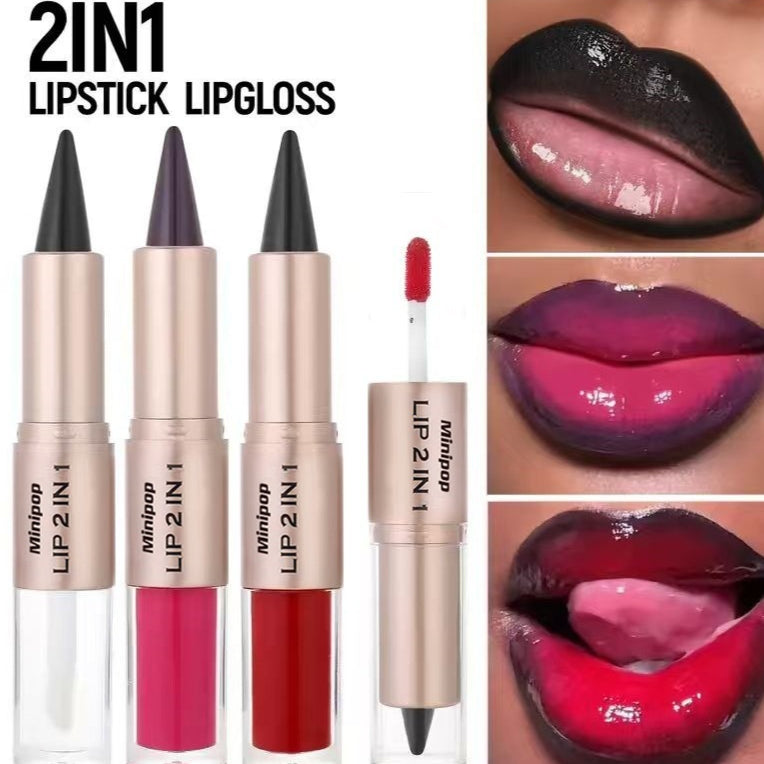Double-bout étanche à la boue 2-en-1 Lip Gloss and Lip Liner