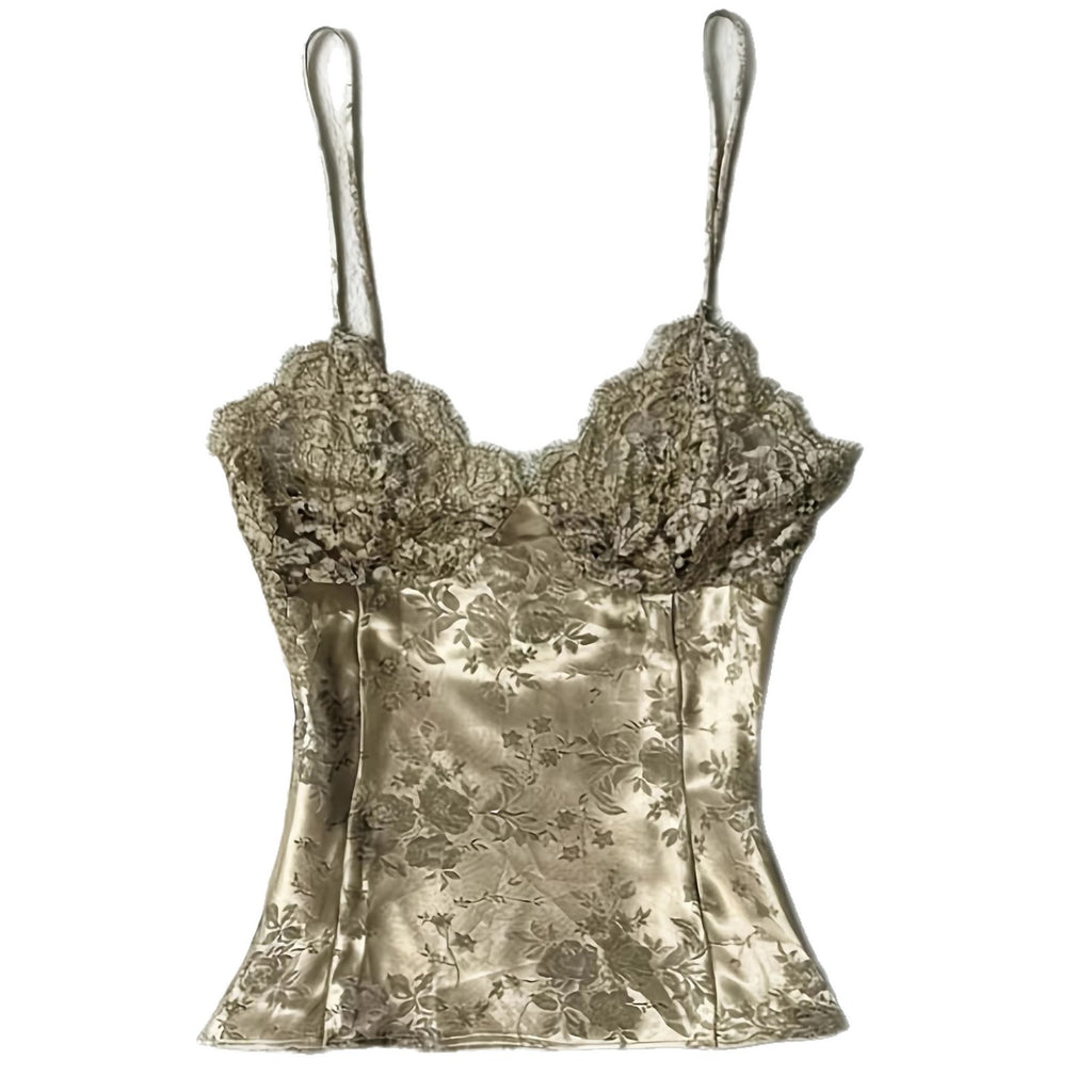 Camisole en V en dentelle douce et attrayante