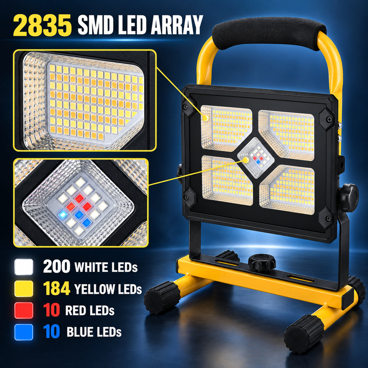 Affichage de batterie rechargeable alimenté par l'énergie solaire Type C LED lumière de déluge W877 1 variable