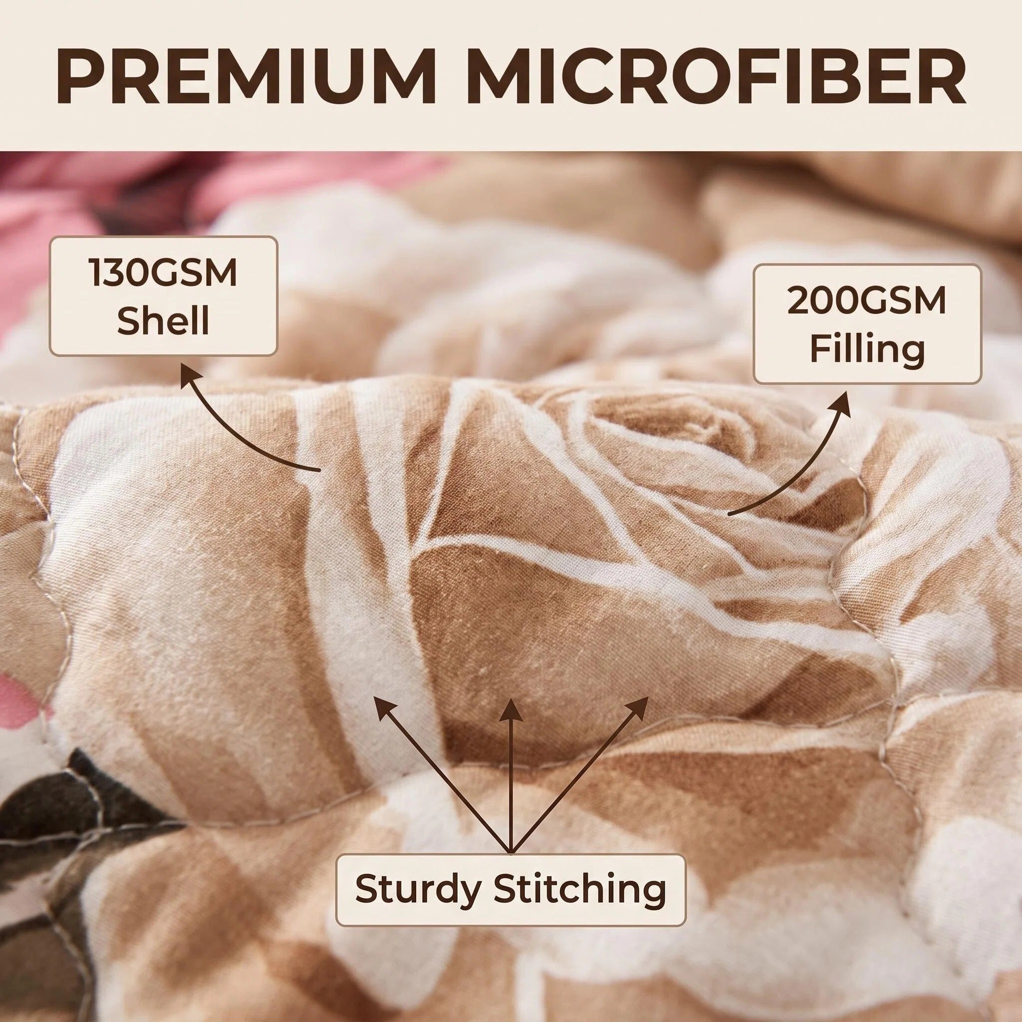 3-Piece Rose Couverture de lit matelassée pour roi et roi de Californie
