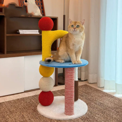 Arbre de chat compact tout-en-un en forme de U qui permet d'économiser l'espace