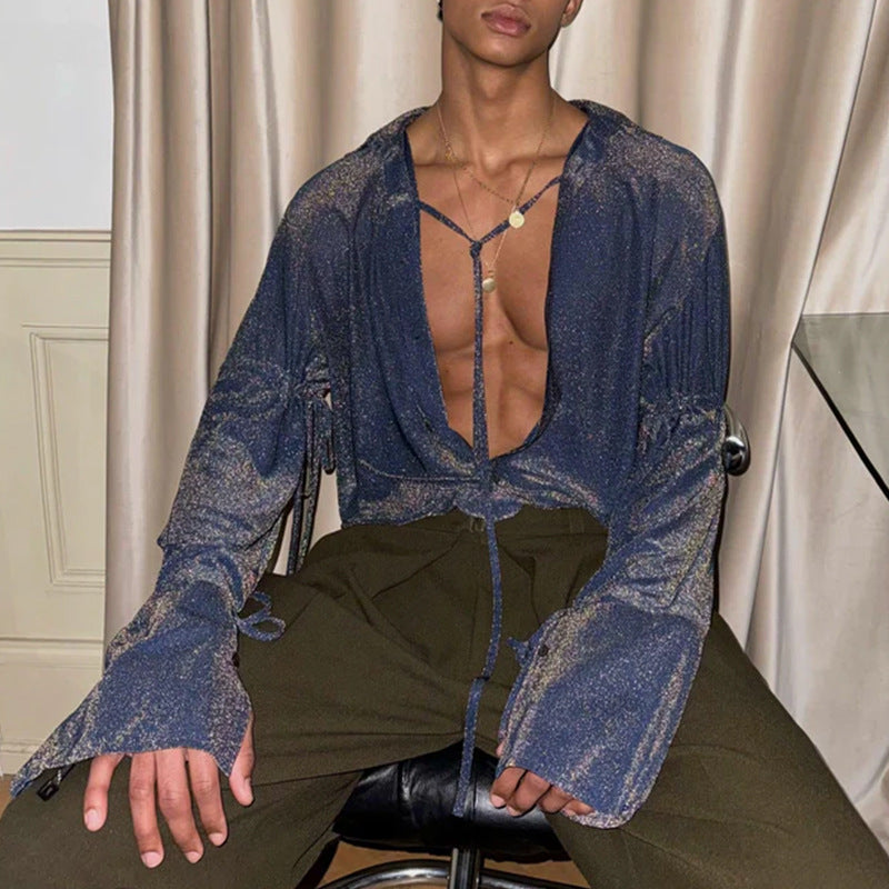 Été d'hiver Hommes Loose-fit Top avec des détails de cravate