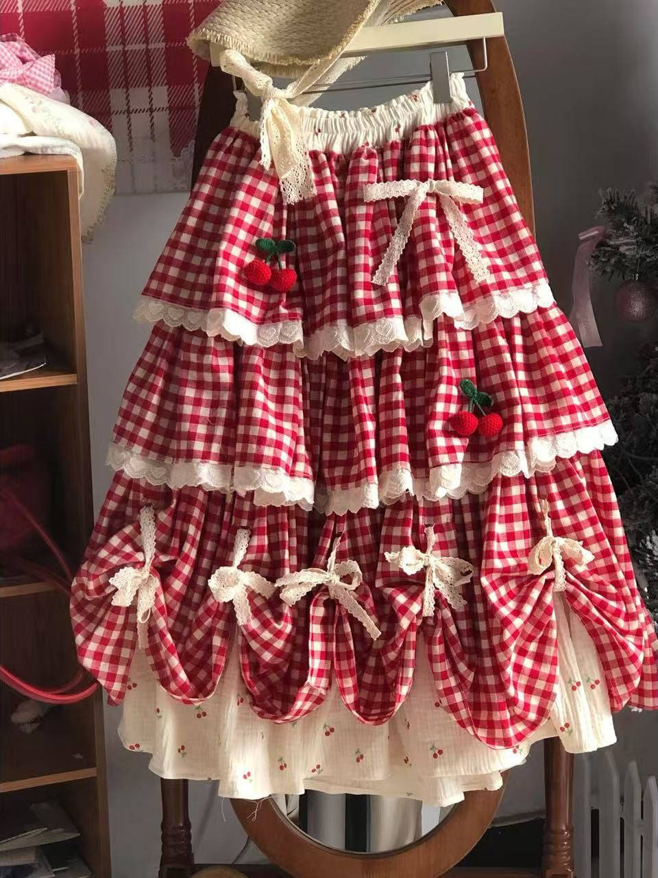Jupe de patchwork rouge festive pour femmes