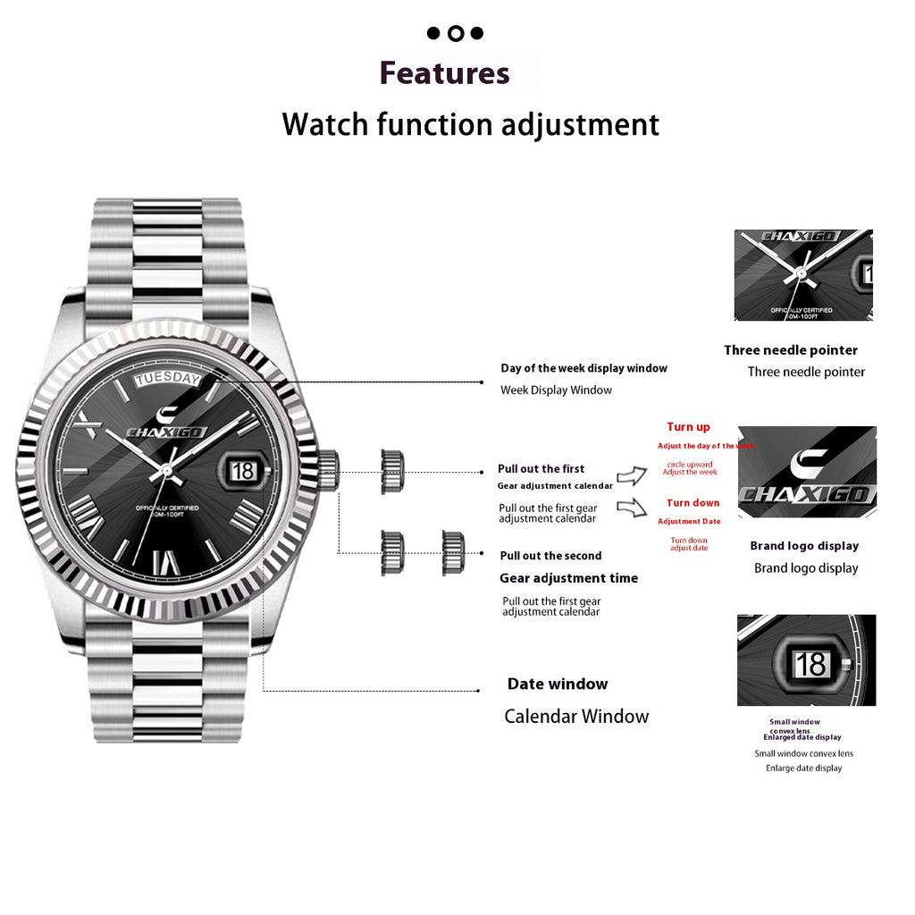 Montres de mode hommes bracelet en acier Grand cadran Quartz Wrist Watch