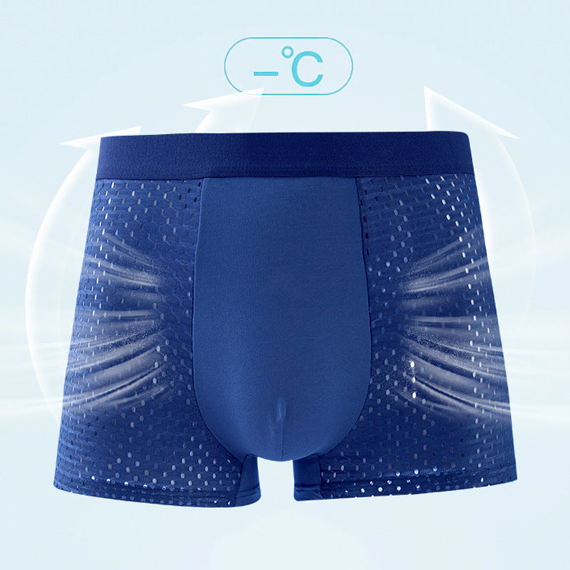 Hommes S Ice Silk Mesh Boxer Slip Respirant Ventilé Micro Mesh Sous-vêtements Lightweight Co