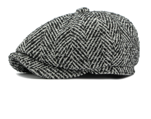 Hat Knitted Peaked British Retro Newsboy Cap