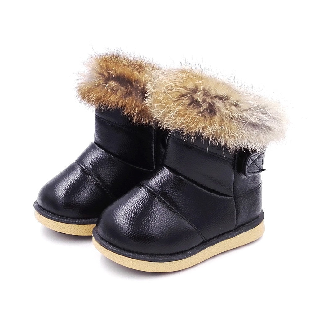 Bottes de coton de coton de neige en vraie fourrure de lapin épaissie