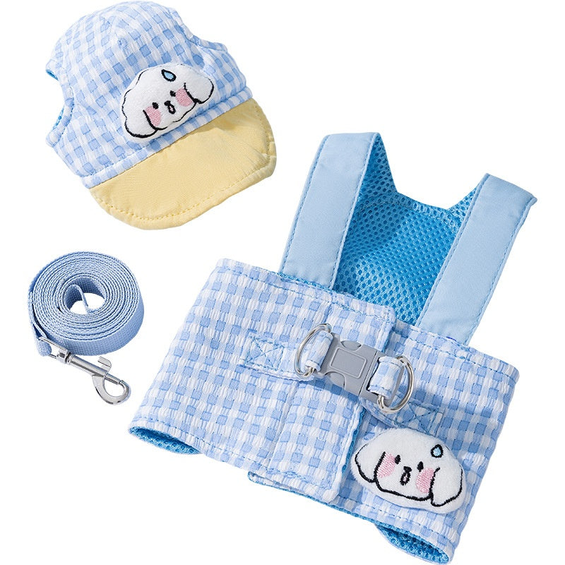 Chapeau de chat de chien de chien en plein air ombre solaire anti-strangulation main tenant la ceinture de poitrine de corde