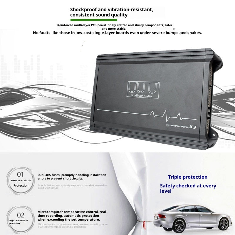 Amplificateur d'alliage en aluminium à quatre voies de voiture