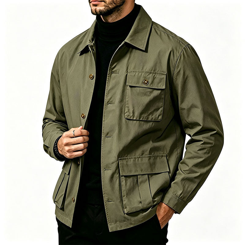 Commerce extérieur Automne Veste Homme Grande Taille Lapel Multi-pocket Tendance All-atch Work Coat