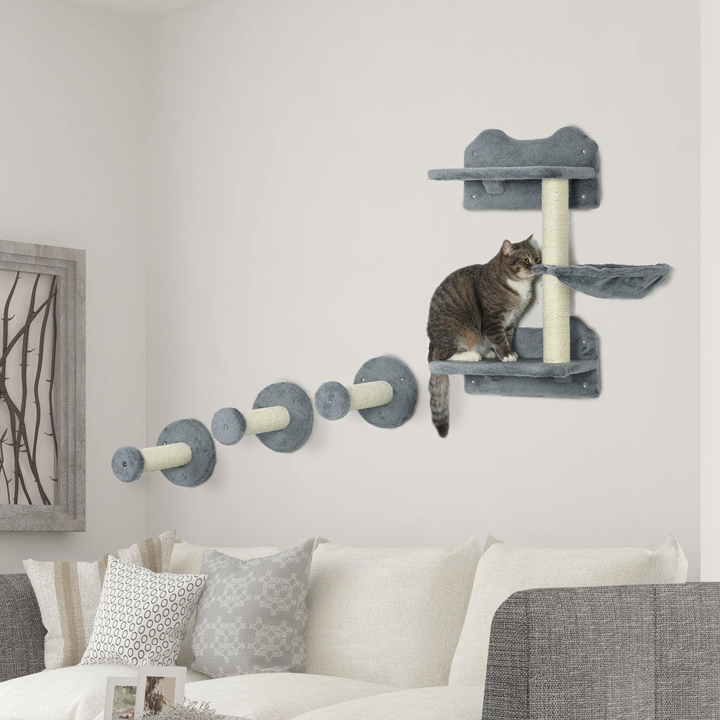 Étagère pour chats de 4 pièces avec poste à gratter