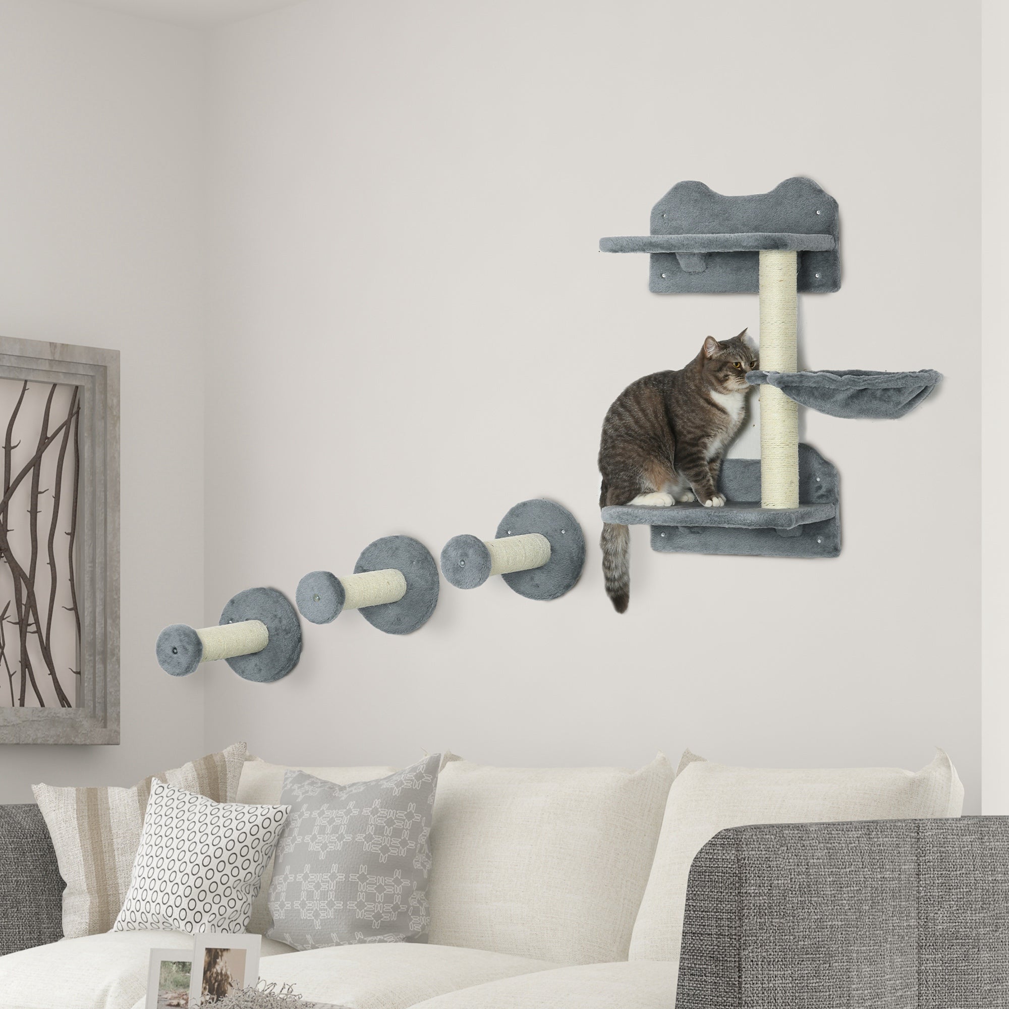 Étagère pour chats de 4 pièces avec poste à gratter