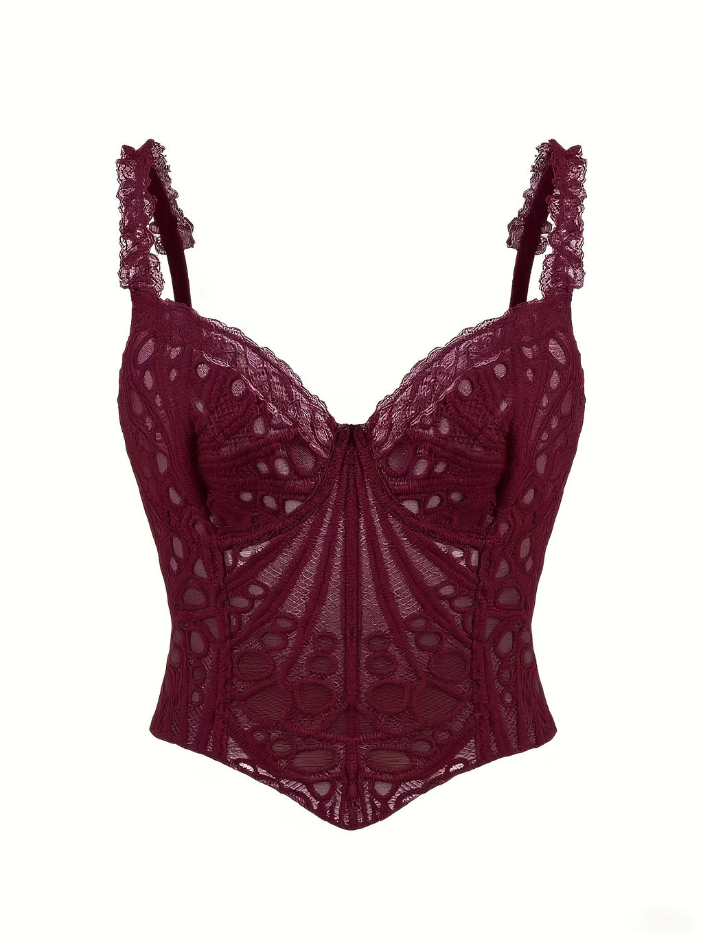Cut Out Corset Chest Vest Asymétrique Floral Retro Français