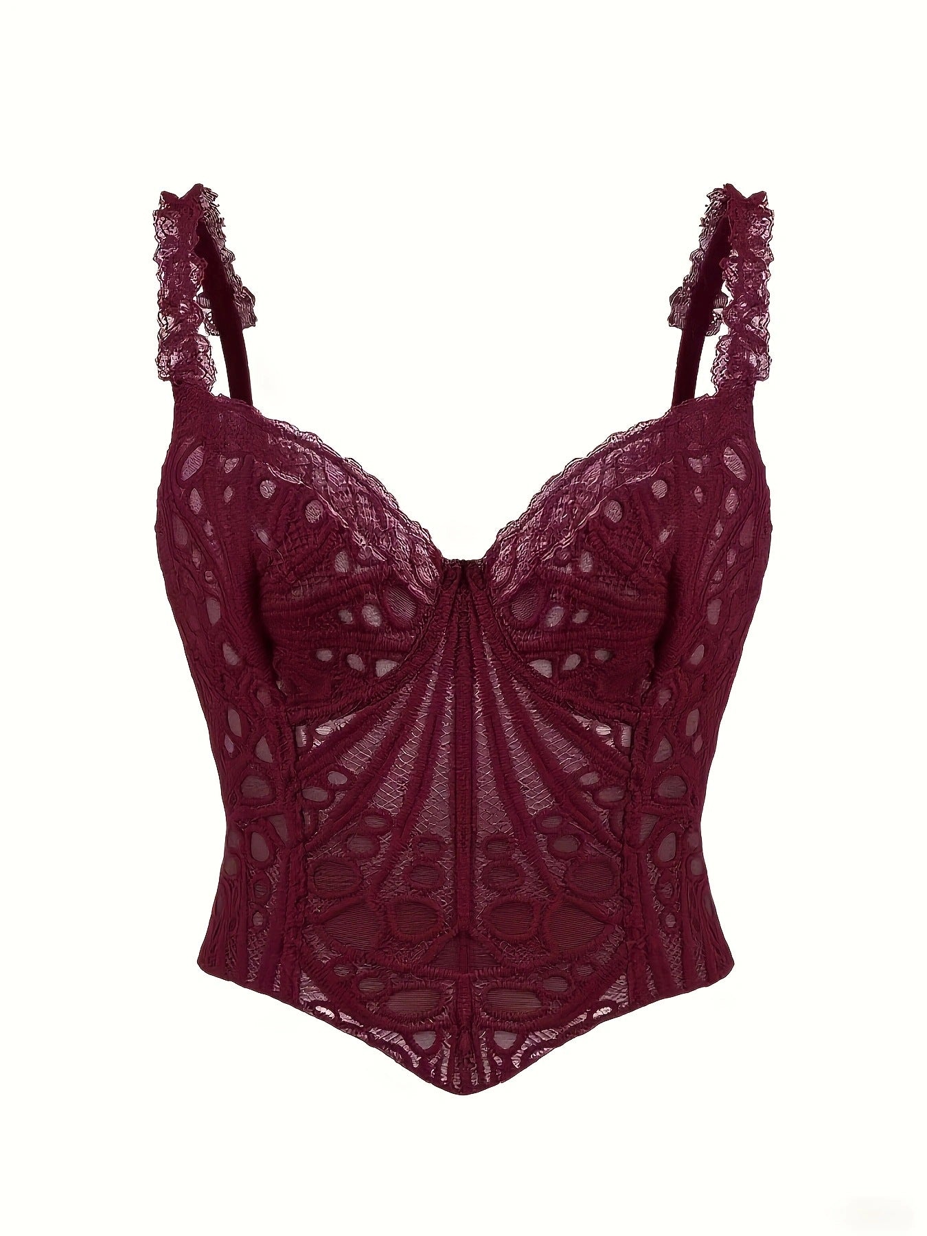 Cut Out Corset Chest Vest Asymétrique Floral Retro Français
