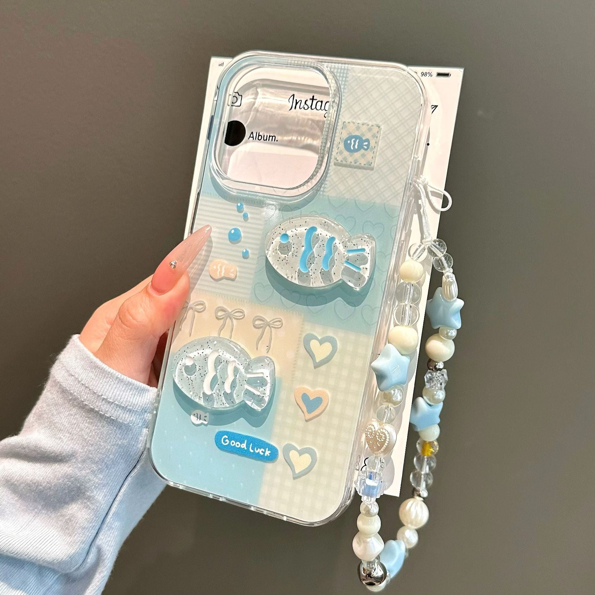 Cas de téléphone à trois dimensions de poisson à couche unique