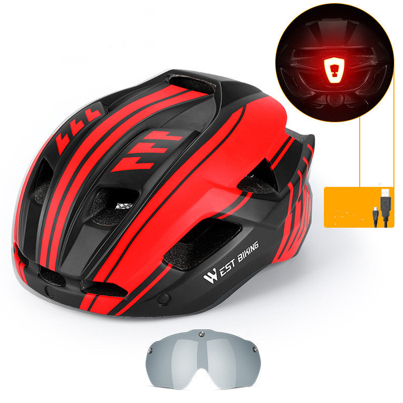 Casque de vélo intégré avec Goggles Casque Mountain Road Bike Équipement de casque