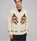 Hommes Fox Jacquard Sweater Cardigan