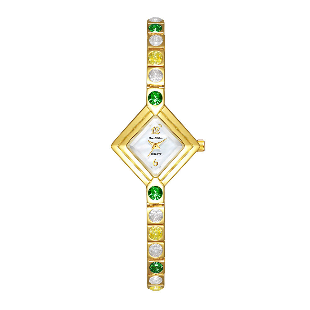 Lumière Luxe Tempérament Gradient Diamond Anique Pocket Watch Printemps Vert Femmes