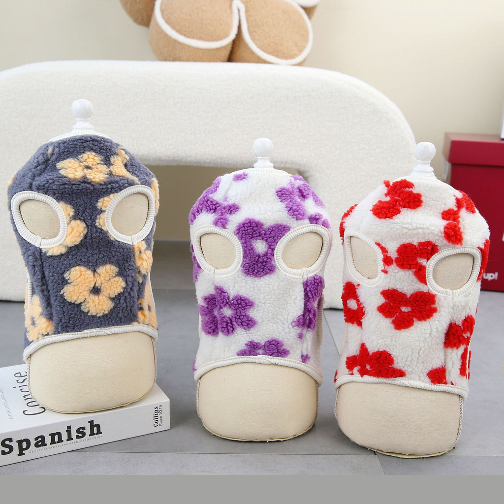 Vêtements de chat pour animaux d'hiver en velours de fleur de cinq-pieds