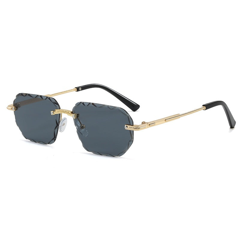 Lunettes de soleil sans cadre polygonale tendance pour femmes