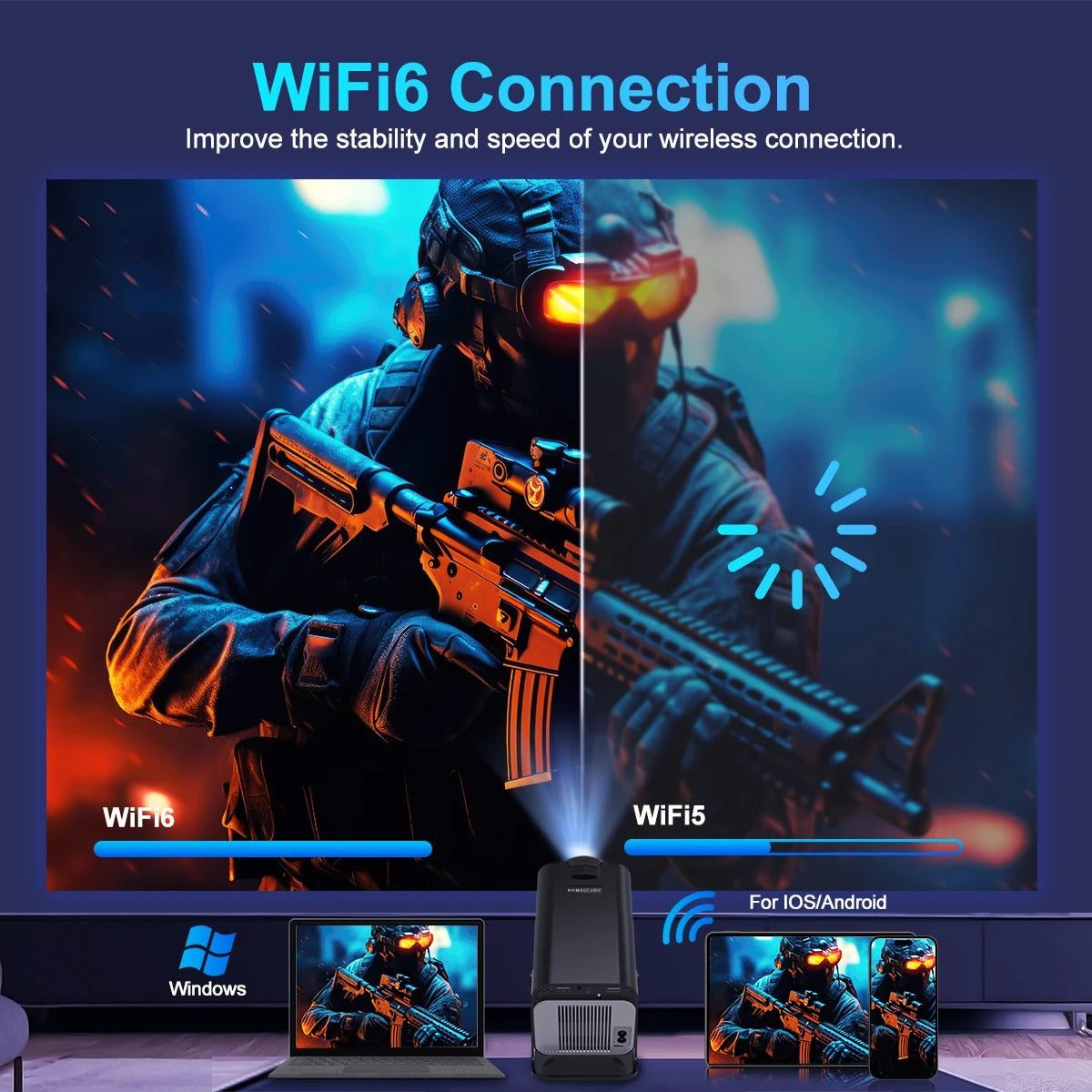 Petit projecteur 4K sans fil WiFi Smart 5G Projecteur