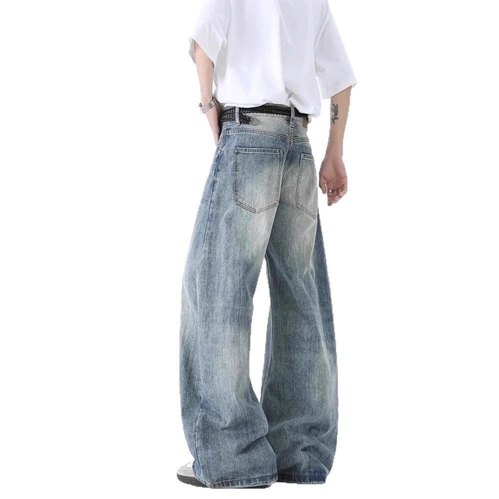 Pantalons à large jambe, lavés et décontraction, style américain