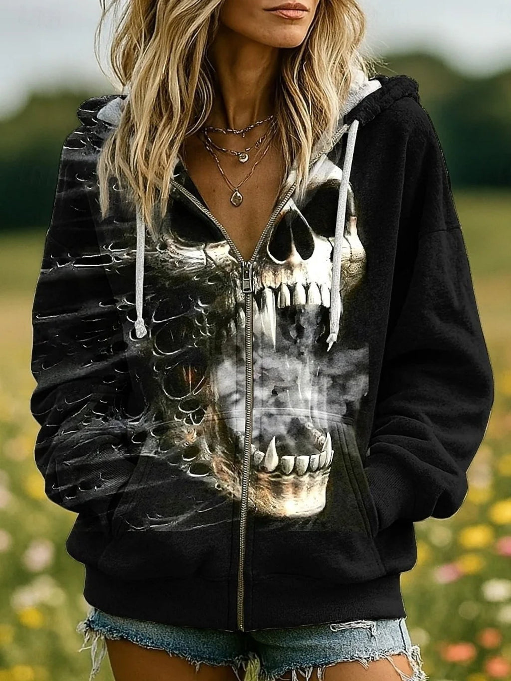 Cardigan à capuche Halloween de style européen américain pour femmes