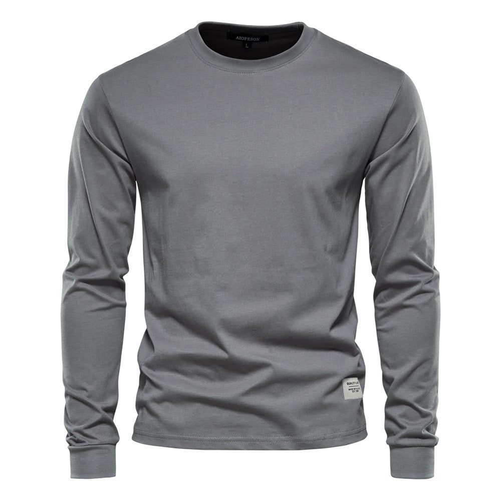 Autumn Trendy Long-Sleeved European-style Homme Solid Color Long-Sleeved Top High Street M