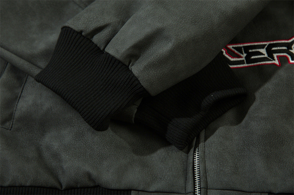 Robe de moto en cuir brodée pour hommes