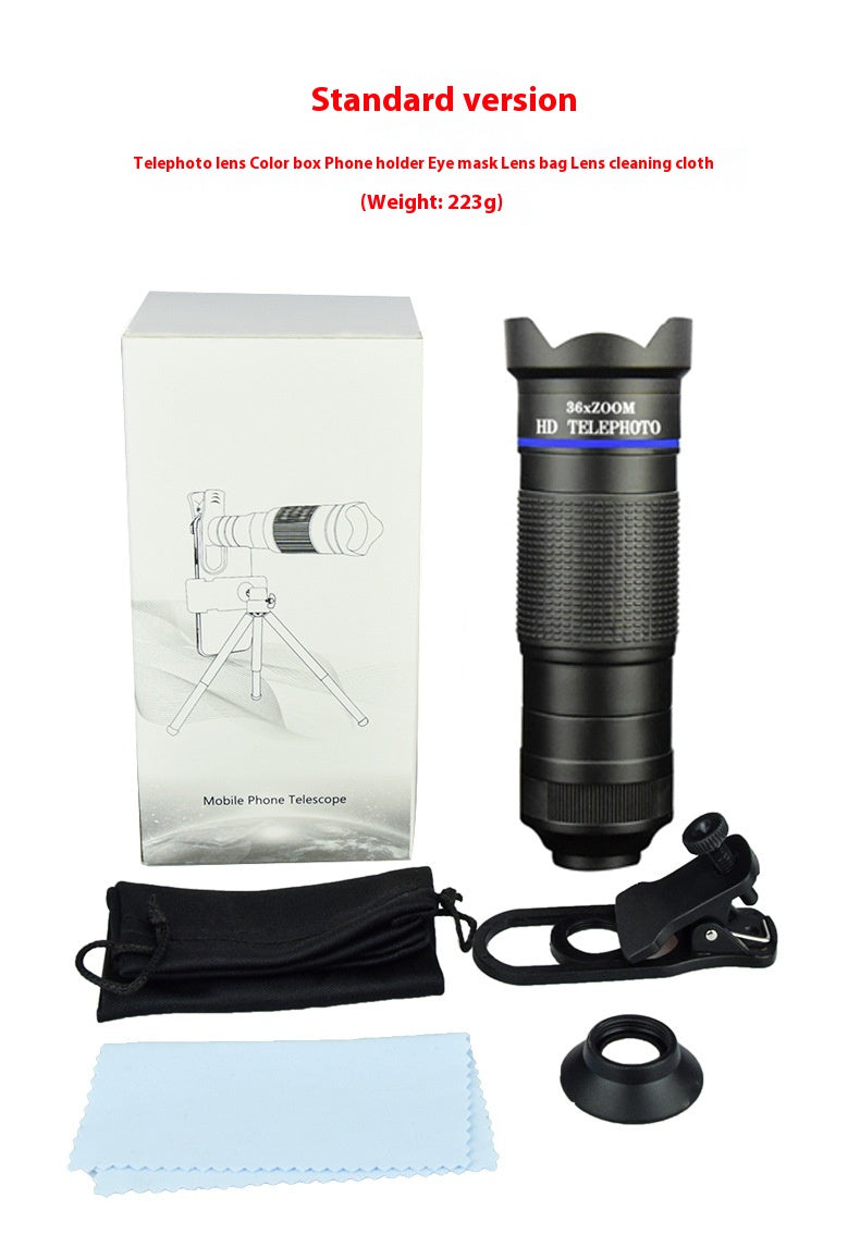 Mobile Phone External Camera 36x Telephoto Lens Set