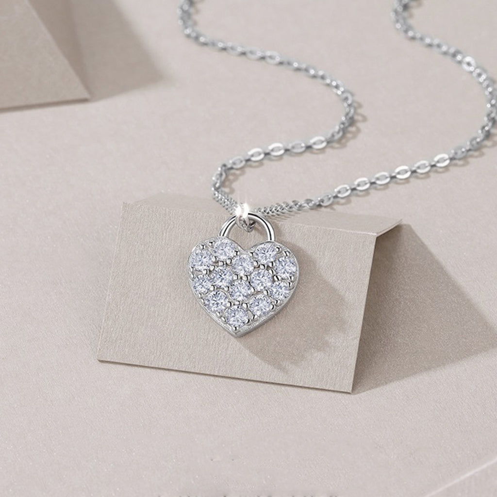 S925 Collier en moïsanite de cœur argenté 4g