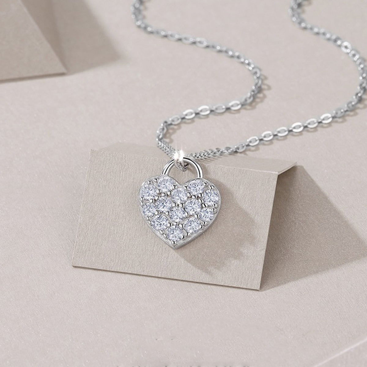 S925 Collier en moïsanite de cœur argenté 4g