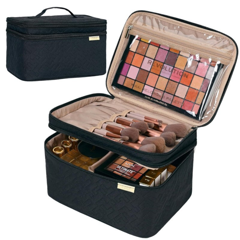 Sac de cosmétique double couche de mode portable
