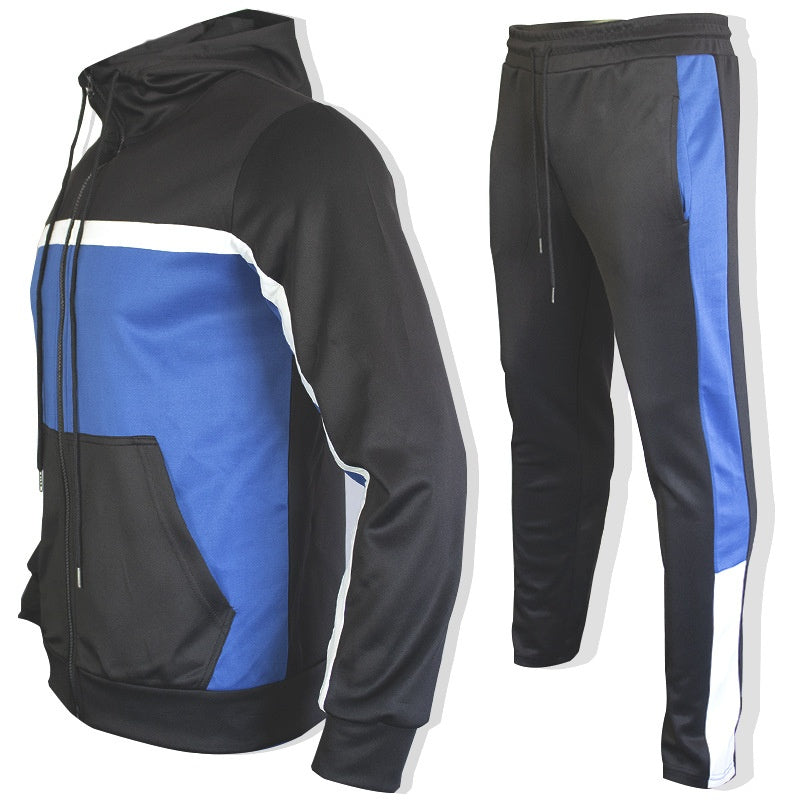 Mode homme Trendy Marque Contraste Couleur Sweatshirt Pantalons Ensemble deux pièces