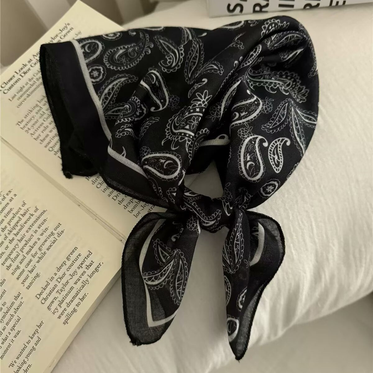Écharpe carrée en coton et en coton de style coréen pour femmes