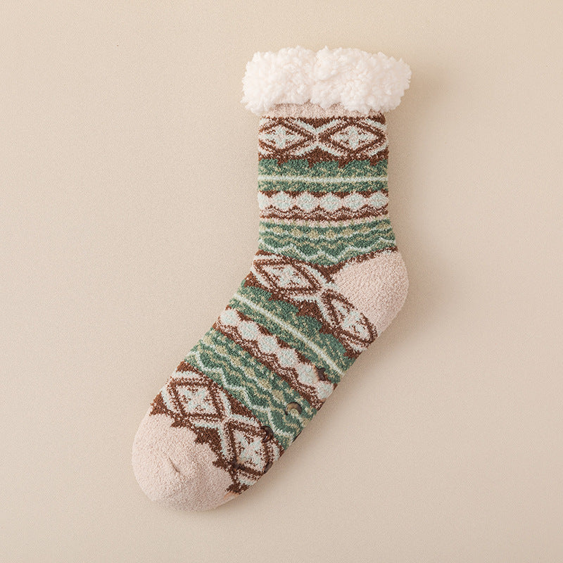 Chaussettes de sol non glissantes en silicone pour agneau épais