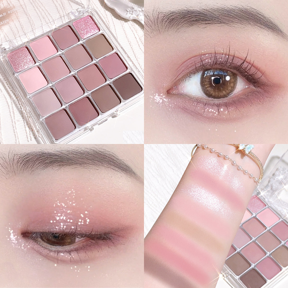 16 Colors Eyeshadow Palette Matte Pearly Fine Shimmer Low Saturation