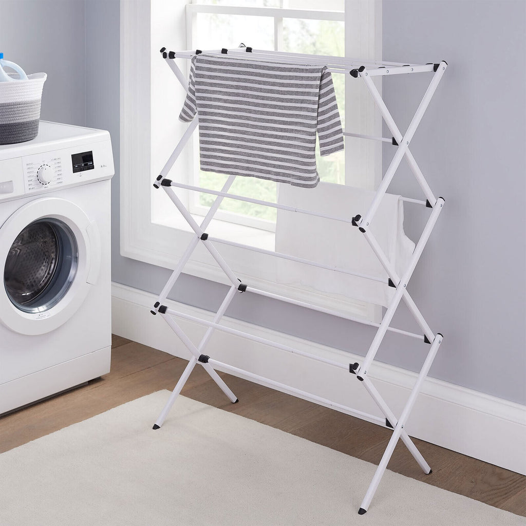 3 niveaux Vêtements Airer Séchoir métal Blanchisserie Cheval Sac de séchage Patio intérieur extérieur