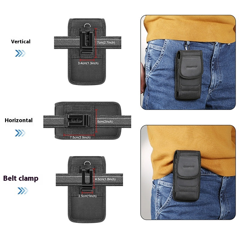 Sac de taille de ceinture en nylon horizontal et vertical multifonctionnel pour hommes