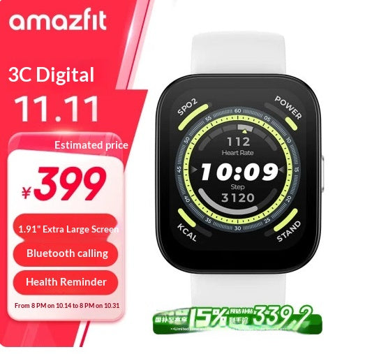 Dawn White 46mm Smartwatch avec l'oxygène du sang et la surveillance de la fréquence cardiaque