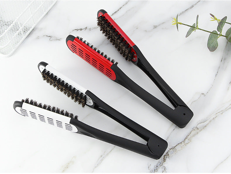 Peigne de pince de coiffure Bristle cheveux droits Styling cheveux droits Comb en forme de V