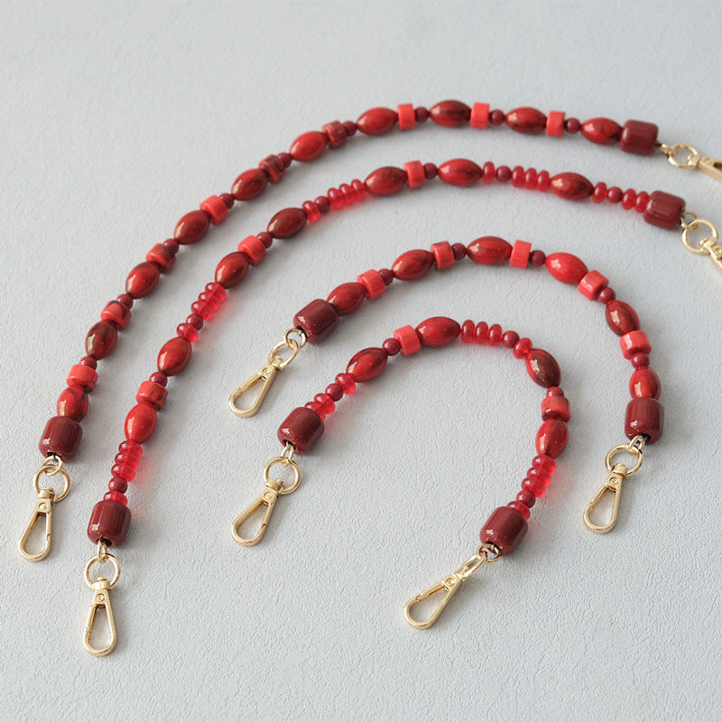 Accessoire à chaîne de perles rouges à la mode Crossbody Lanyard Bag