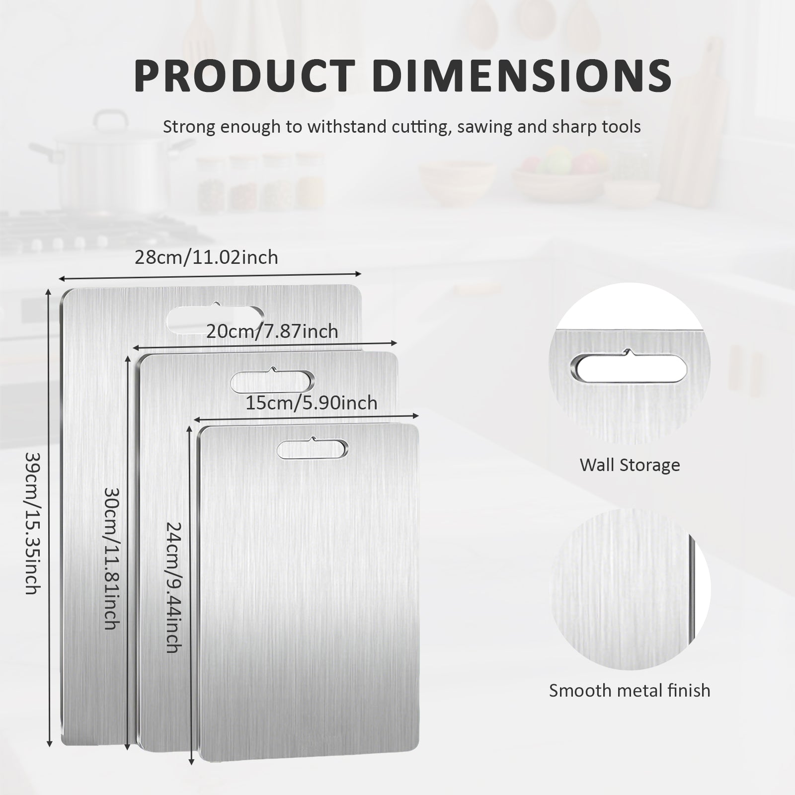 3 pièces Pure Titanium Cutting Board Set Double faces en métal pour viande et ve