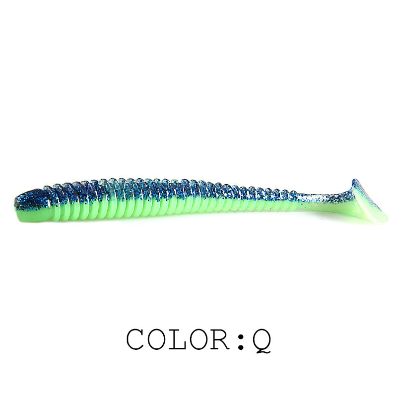 Luya Soft Fish Bait Thread T Tail Double Couleur avec sel