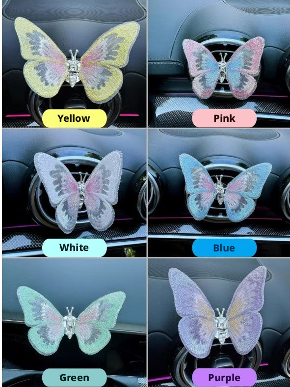 Voiture Broderie papillon-jaune-Paste modèle-1 pièce