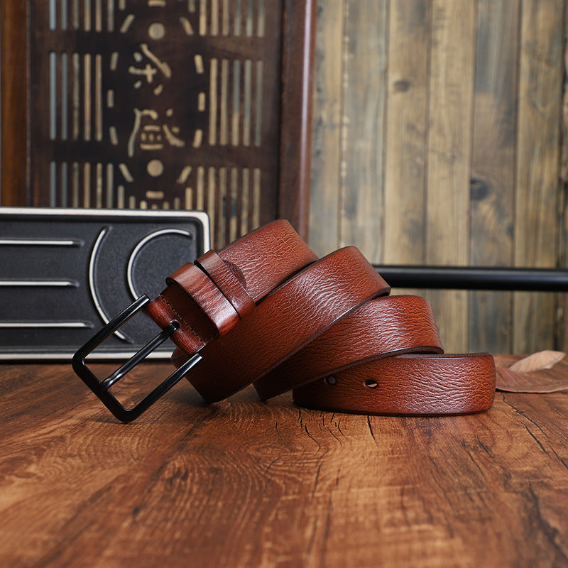 Ceinture en alliage d'épingle pour hommes avec style casual en cuir de vache