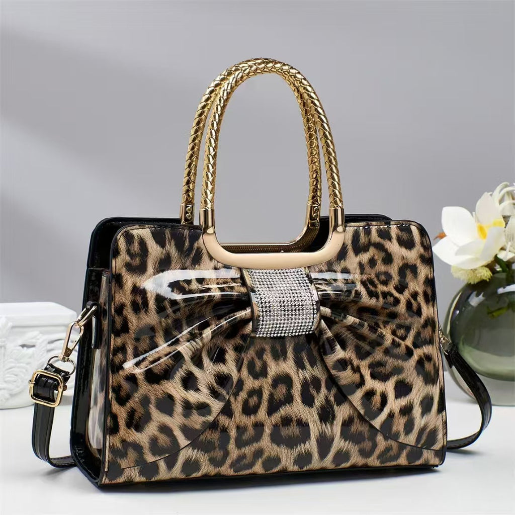 Chaud-pierre embellie Versatile Mode Chic Leopard-print Sac Femmes